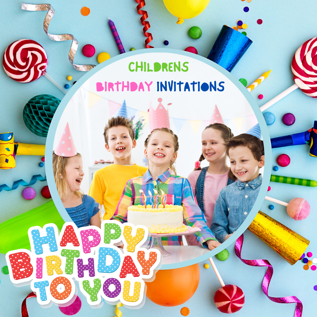 Digital Childrens Birthday Party Invitations