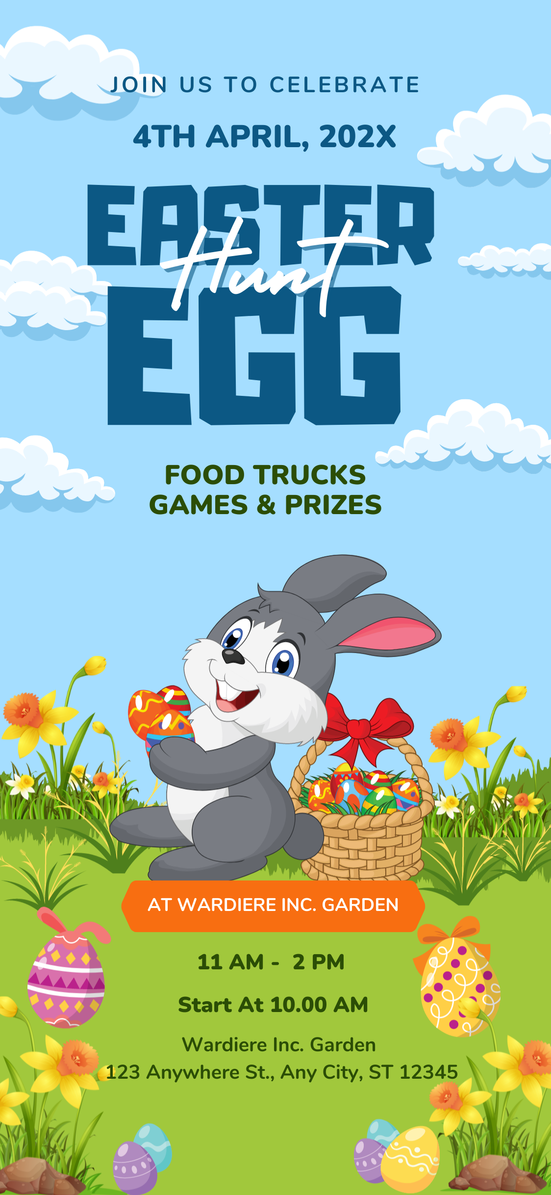 Editable Easter Egg Hunt Electronic Invitation Template, Easter Egg Hunt Phone Invitation, Easter Egg Hunt Invitation, Easter Egg Invite - www.paperless-events.com