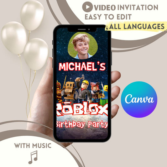 Roblox Themed Video Inivtation,Roblox Editable Birthday Invitation - www.paperless-events.com