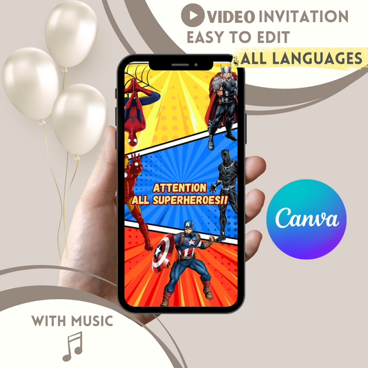 Avengers birthday party video siblings invitationAvengers birthday party video invitation,Brother-sister Marvel superheroes - www.paperless-events.com