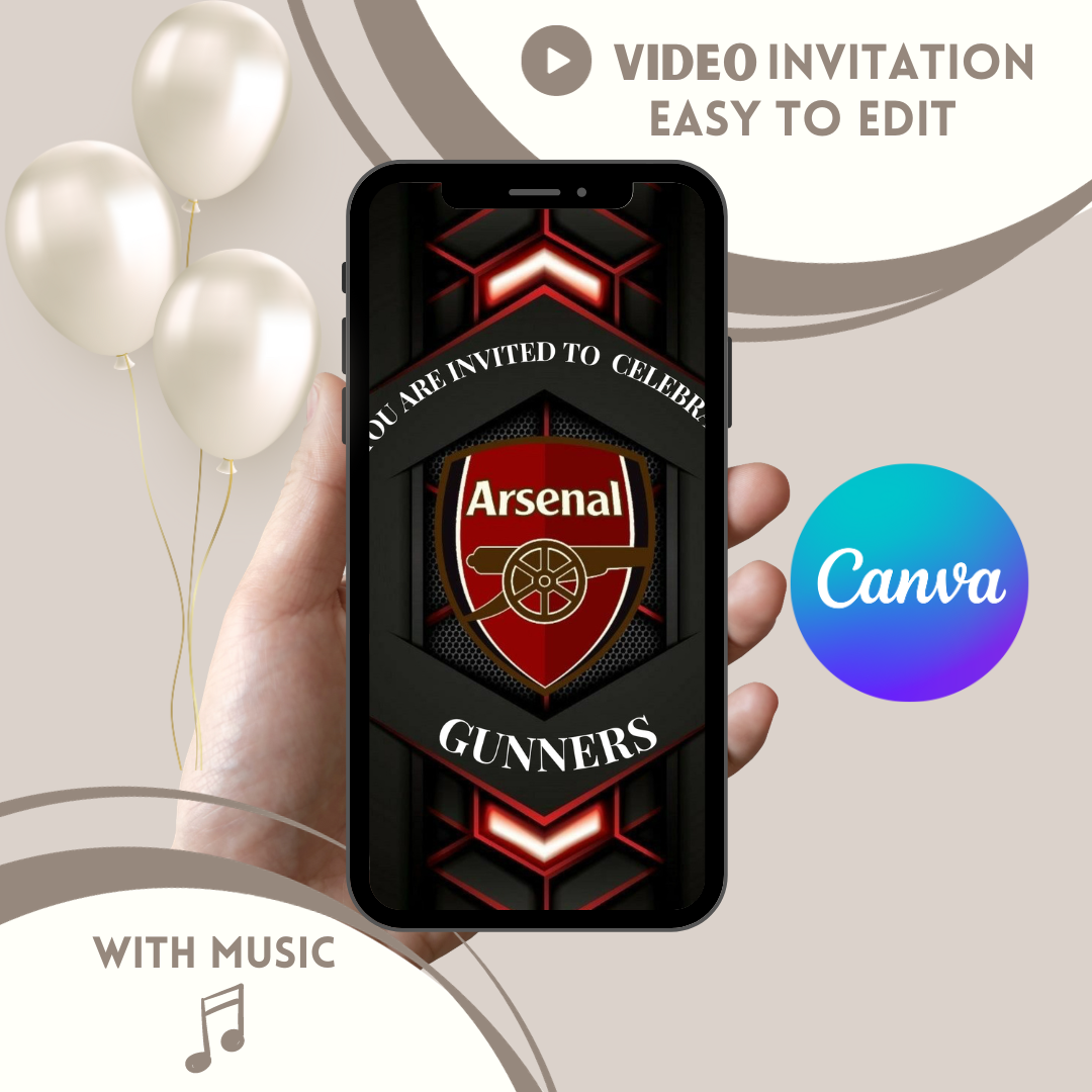 Arsenal Digital Birthday Invitation - www.paperless-events.com