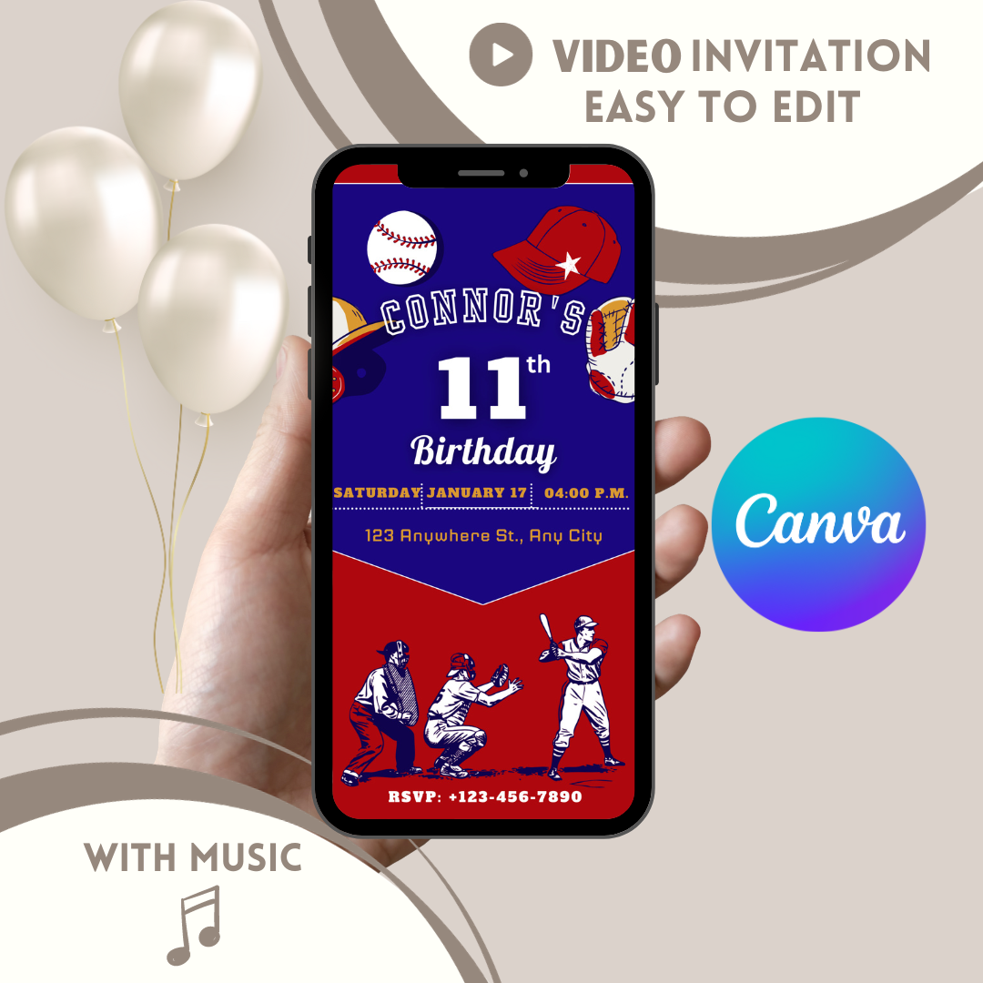 Baseball Birthday Video Invitation a Rookie of the Year Birthday Evite so Swing on Over - www.paperless-events.com