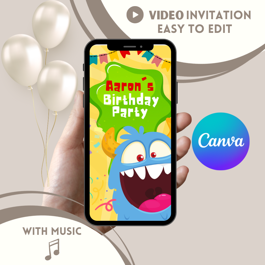 Monster Editable Electronic Video Invitation Template - www.paperless-events.com