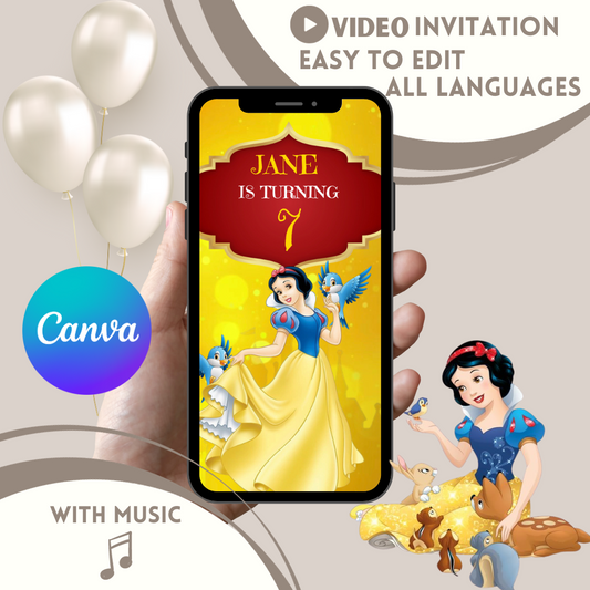 Snow White Video Inivtation ,Disney Princess Animated Invite - www.paperless-events.com