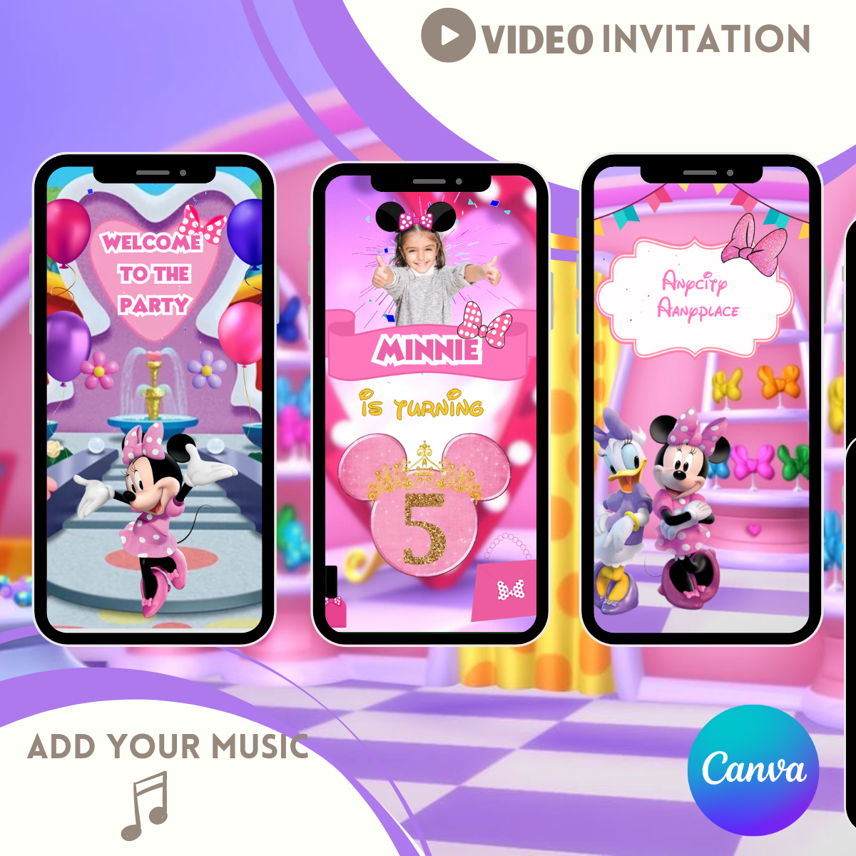 Minnie Mouse Bowtique Digital Birthday Invitation - www.paperless-events.com