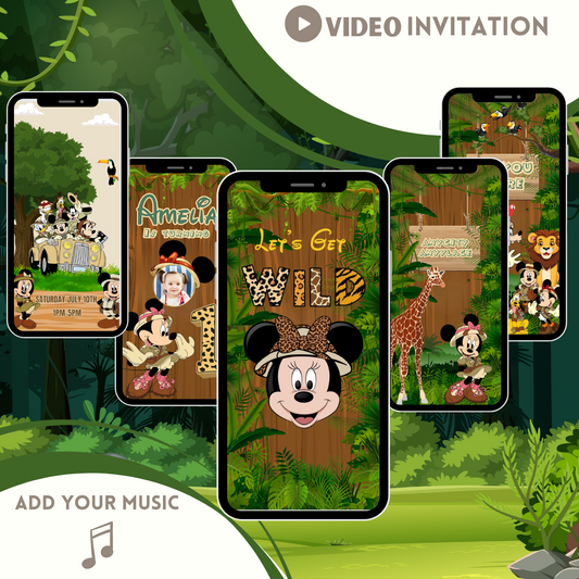 Minnie Mouse Safari Digital Birthday Invitation - www.paperless-events.com