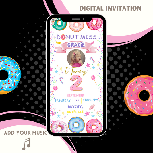 Donut Birthday Invitation, Donut Birthday Invite, Donut Party Invitation - www.paperless-events.com