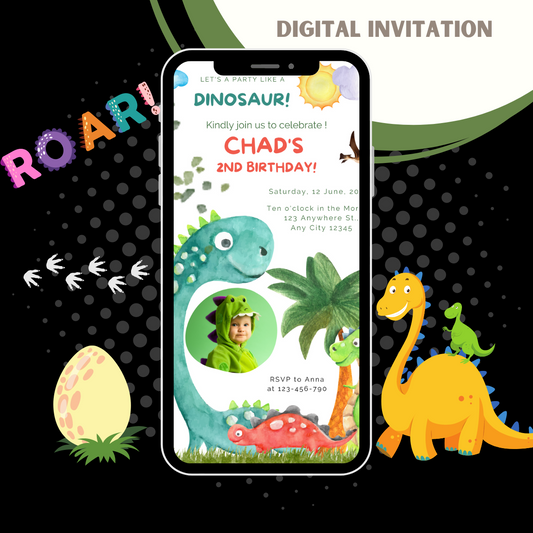 Editable Dinosaur Birthday Party Invitation Template, Dinosaur Birthday Invitation - www.paperless-events.com