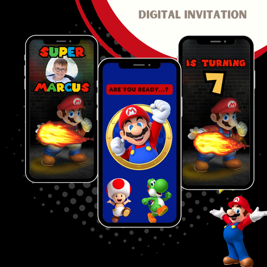 Super Mario Bros Digital Birthday Invitation - www.paperless-events.com