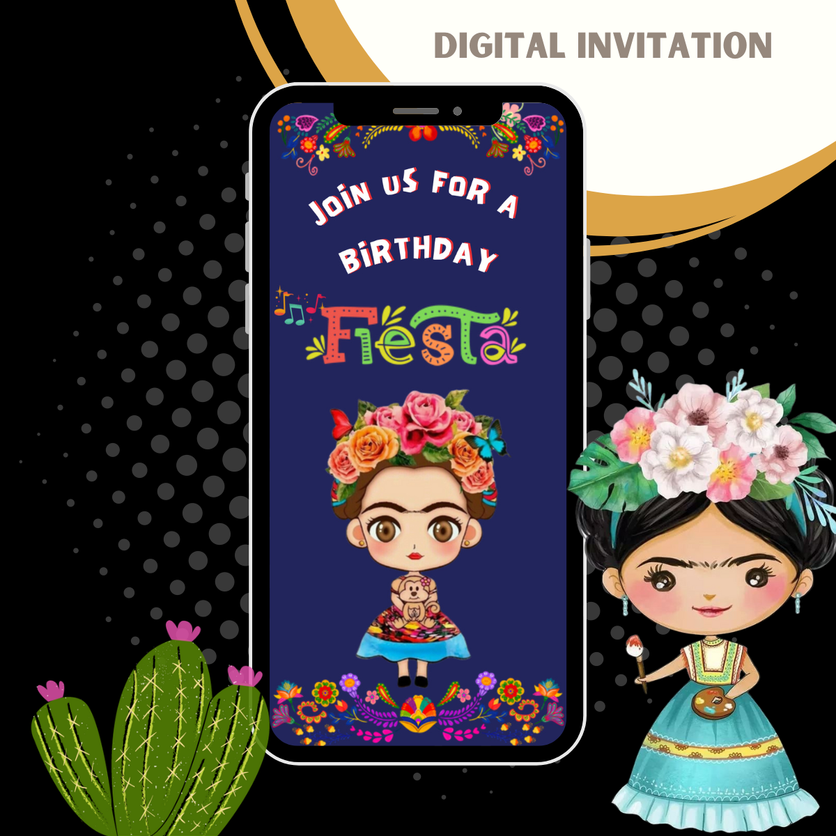 Frida Kahlo Invitation - Frida Kahlo Birthday - Mexican Invitation - Invitación Fiesta Mexicana - Fiesta Invitation - DIGITAL FILE - www.paperless-events.com