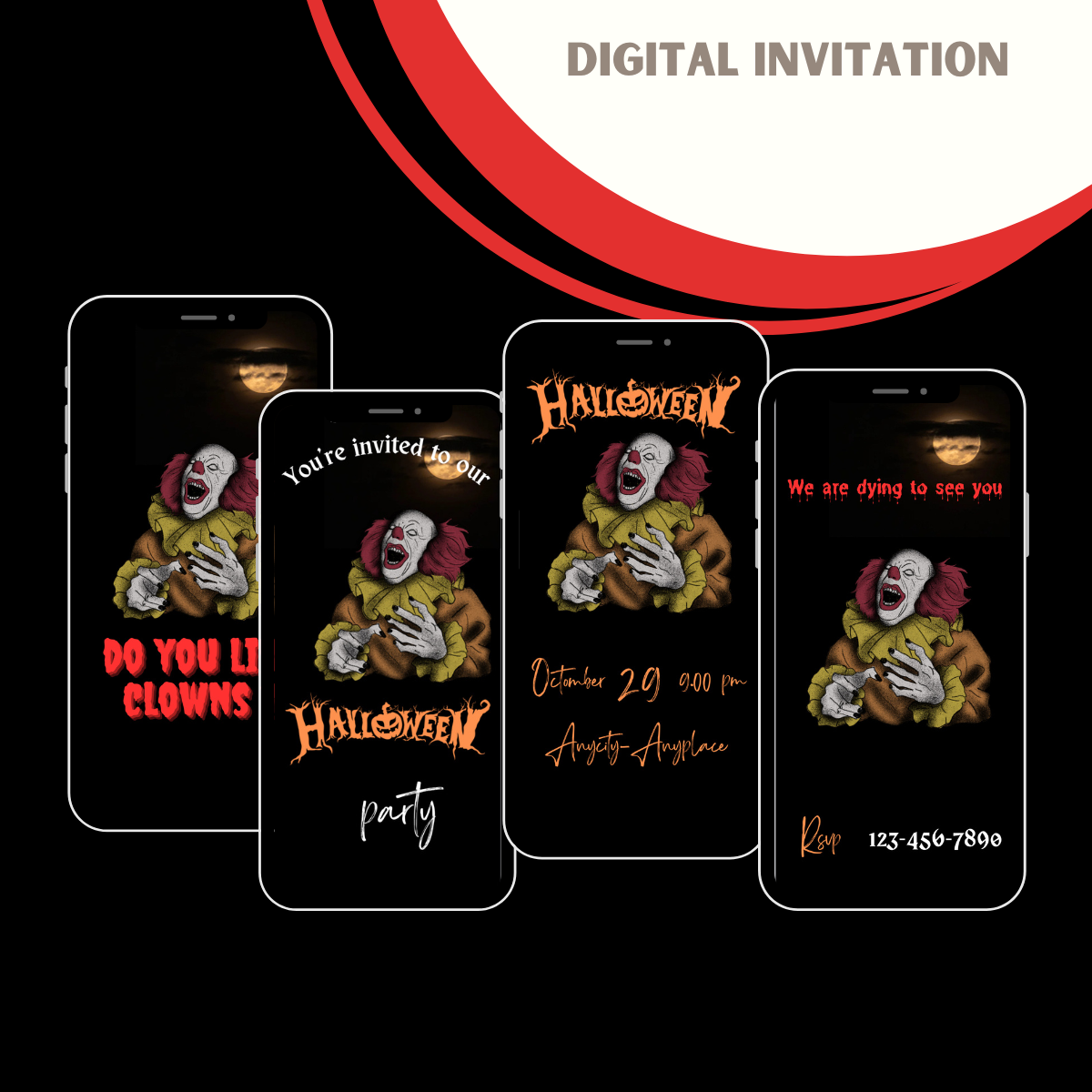 Halloween Party Digital Invitation, IT Invitation