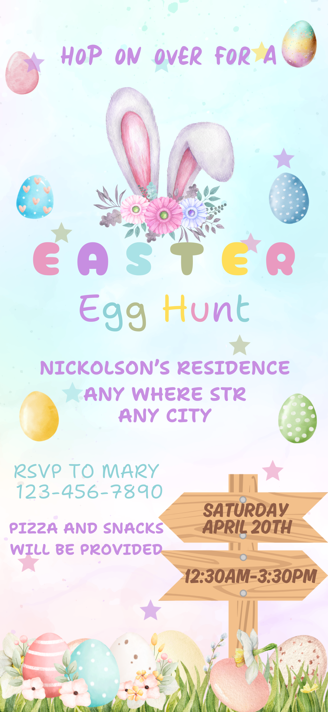 Editable Easter Egg Hunt Electronic Invitation Template, Easter Egg Hunt Phone Invitation, Easter Egg Hunt Invitation, Easter Egg Invite - www.paperless-events.com