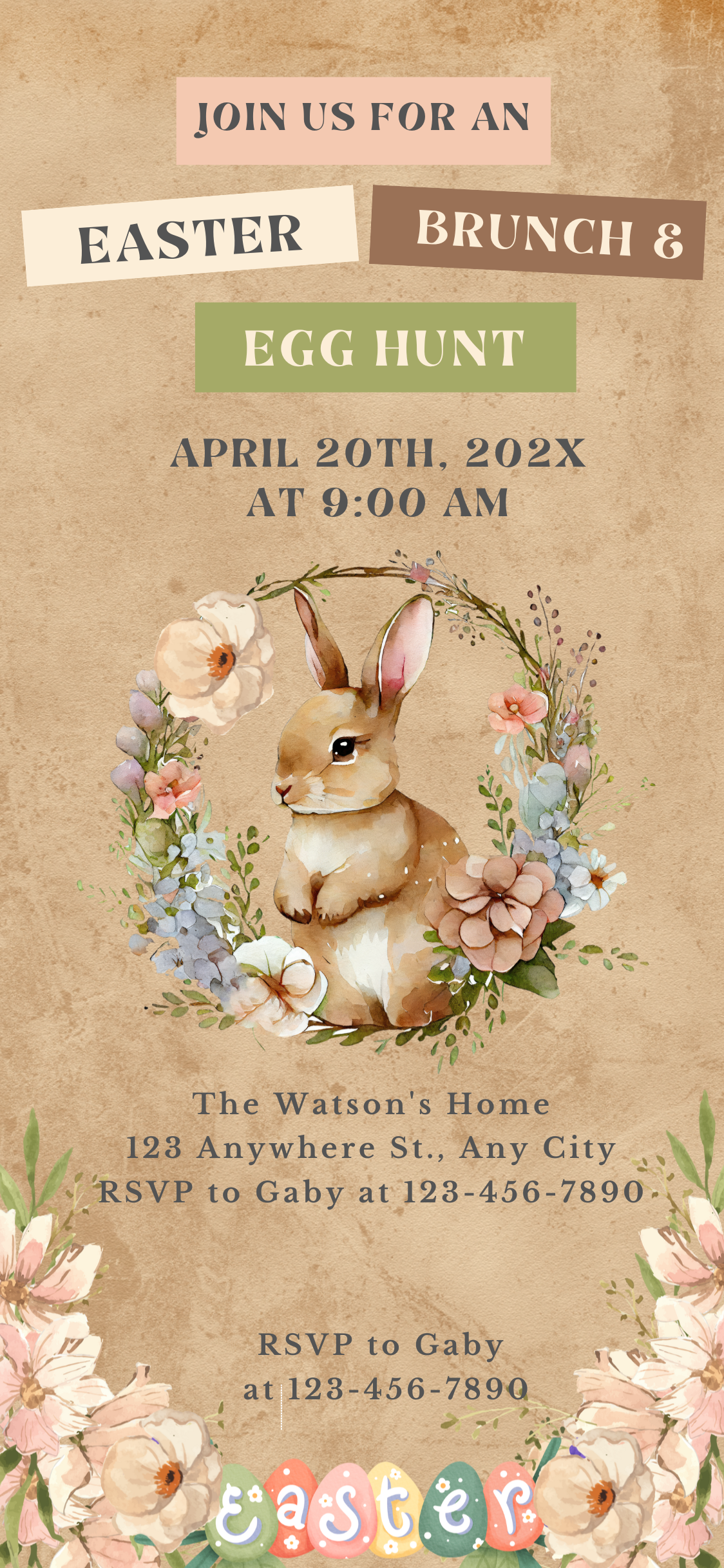 Vintage Easter Digital Egg Hunt Invitation - www.paperless-events.com