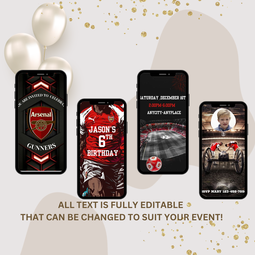 Arsenal Digital Birthday Invitation - www.paperless-events.com