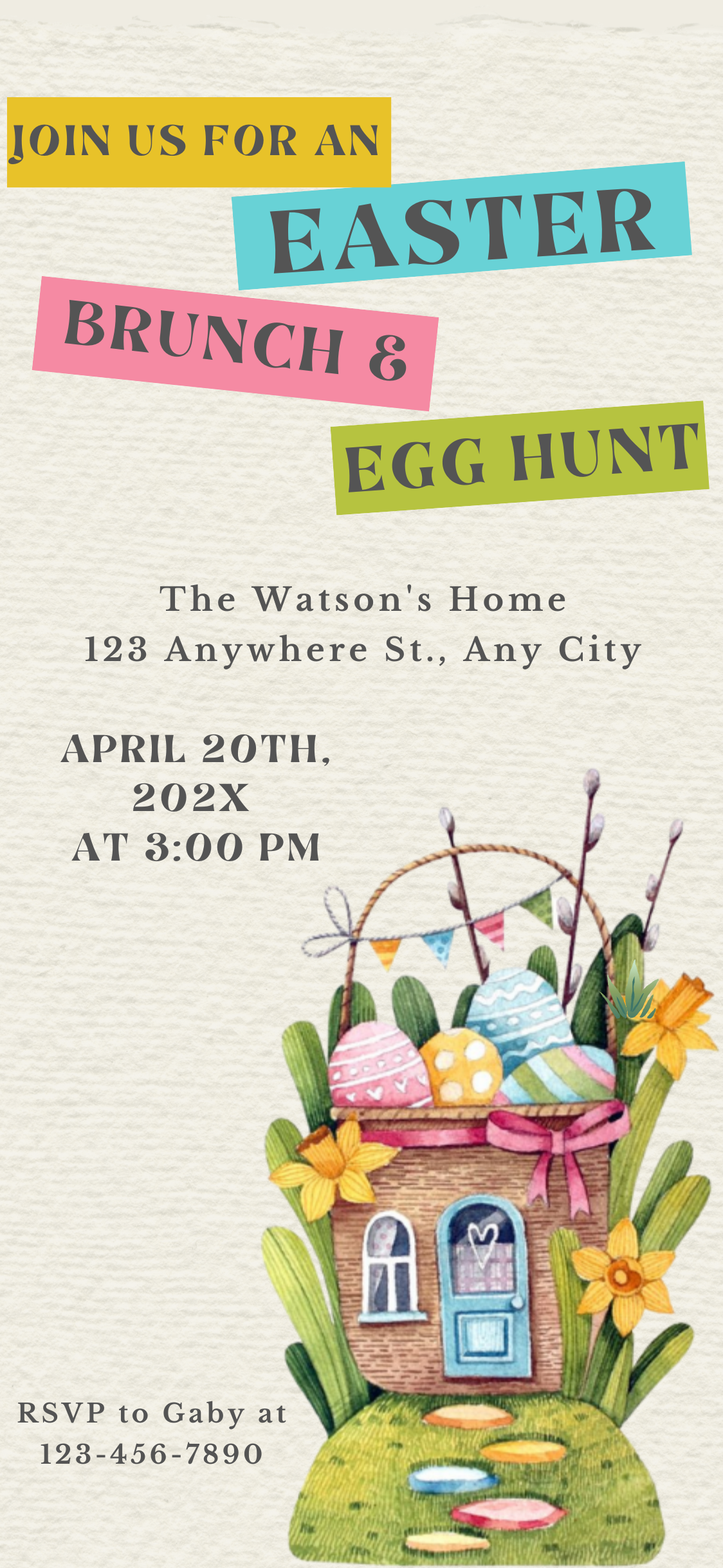 Easter Egg Hunt Electronic Invitation Template, Easter Egg Hunt Phone Invitation, Easter Egg Hunt Invitation, Easter Egg Invite - www.paperless-events.com