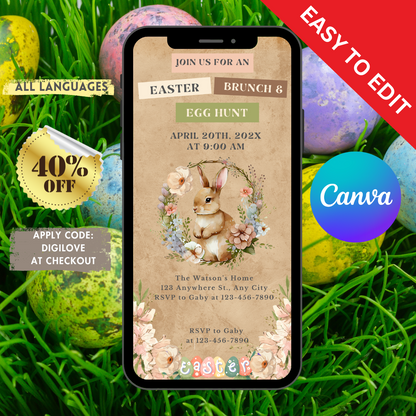 Vintage Easter Digital Egg Hunt Invitation - www.paperless-events.com