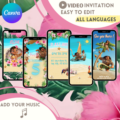 Moana Animated Birthday Invitation - www.paperless-events.com