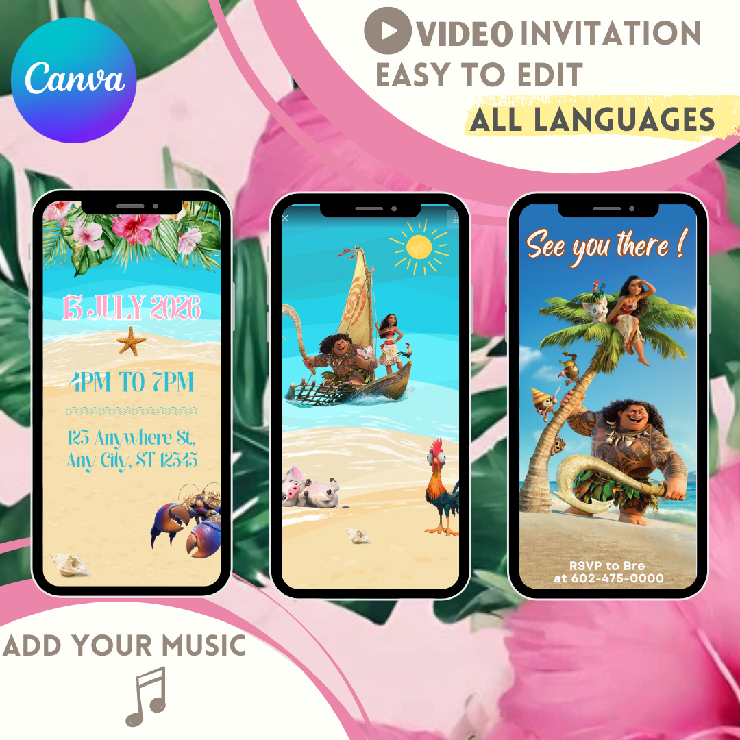 Moana Animated Birthday Invitation - www.paperless-events.com