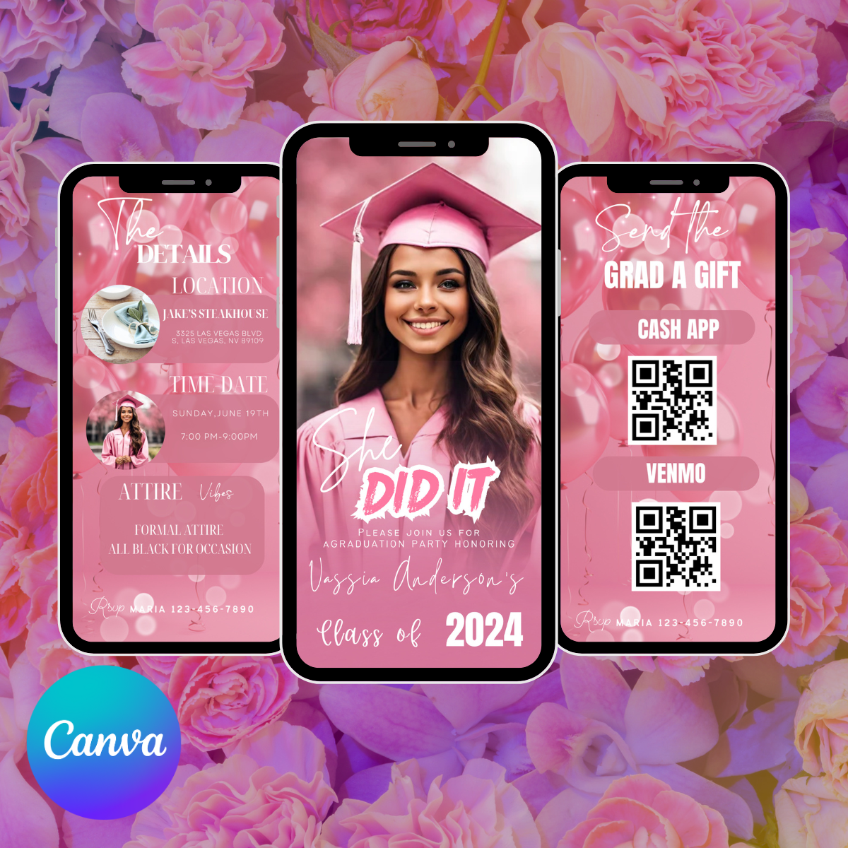 Graduation Invitation 2024 Template, College Graduation Announcement, Senior Graduation Party, Grad Party Invite, Digital Itinerary - www.paperless-events.com