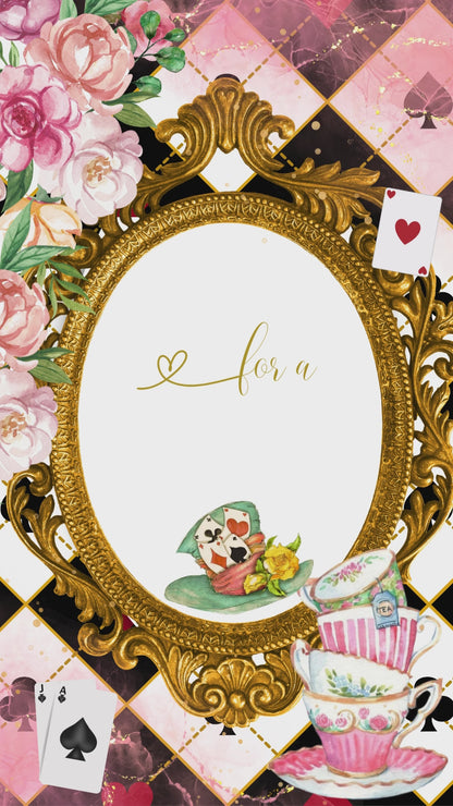 Digital Alice in Wonderland Video Invitation , Mad Tea Party, EDITABLE