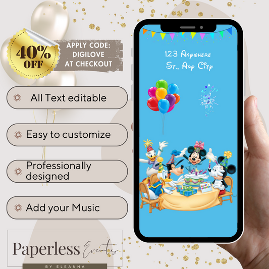 Mickey Mouse Digital Birthday Invitation - www.paperless-events.com