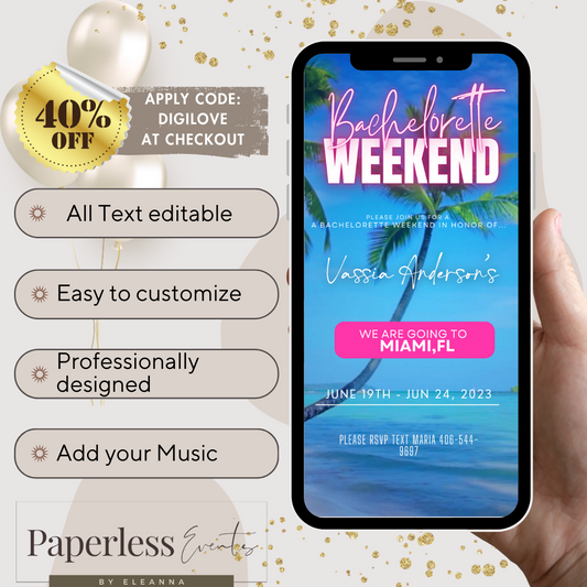 Bachelorette Weekend, itinerary template,travel itineray, Birthday Weekend Invitation, Weekend Itinerary, Digital itinerary, Girls Trip - www.paperless-events.com