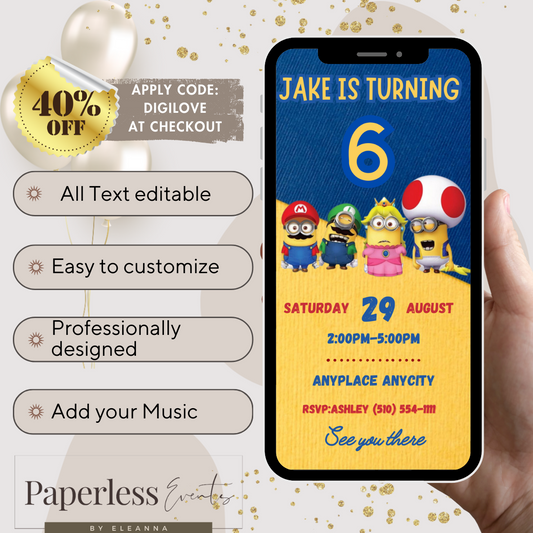 Minion Birthday Party Invitation - www.paperless-events.com