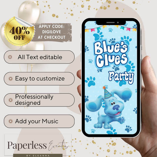 Blue's Clues Party invite,Blue's Clues Digital  Birthday Video Invitation - www.paperless-events.com