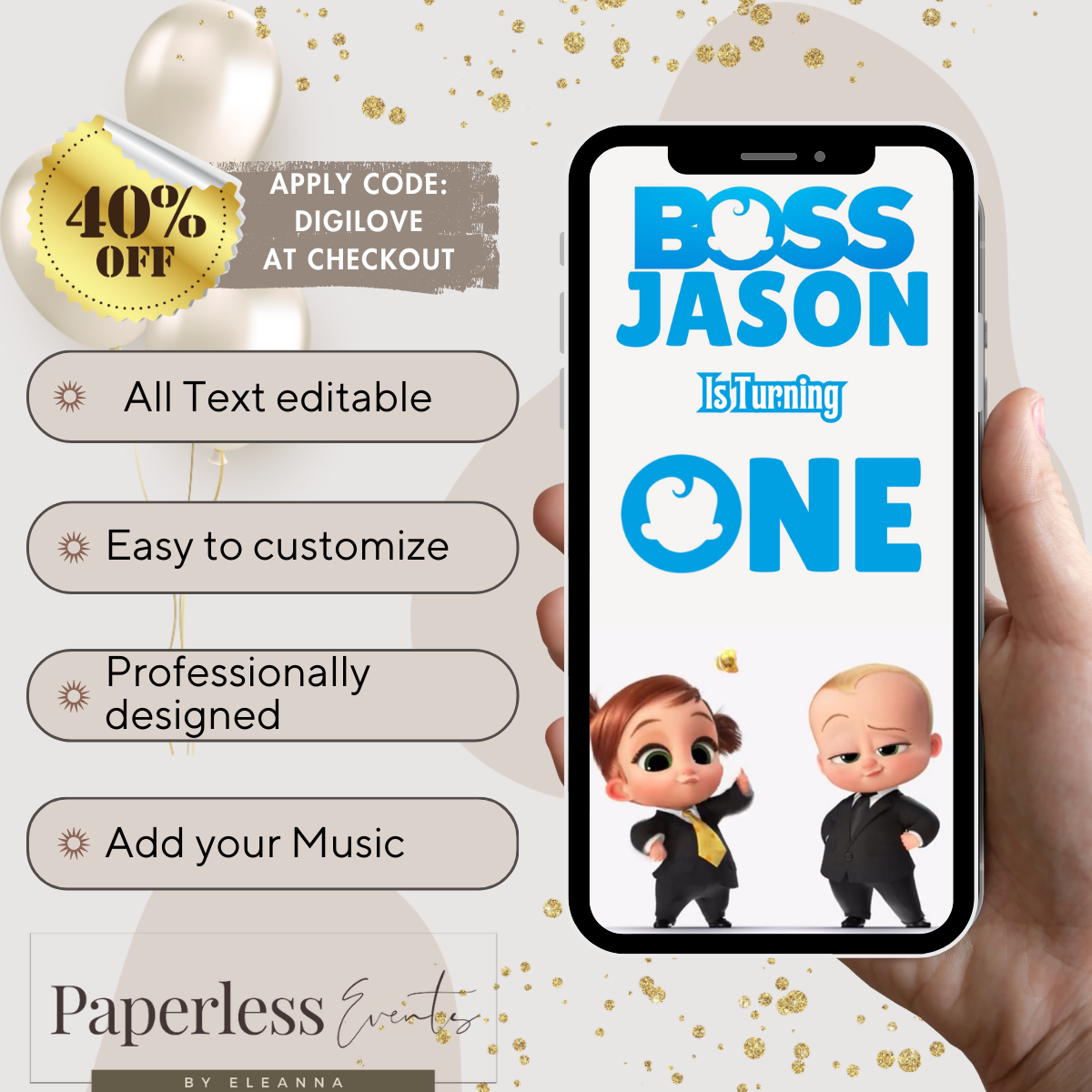 Boss baby Birthday invitation, Baby Boss Video Invite! - www.paperless-events.com