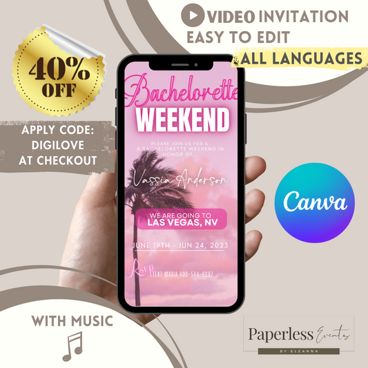 Digital Bachelorette Weekend Invitation, Travel itinerary, bachelorette planner - www.paperless-events.com