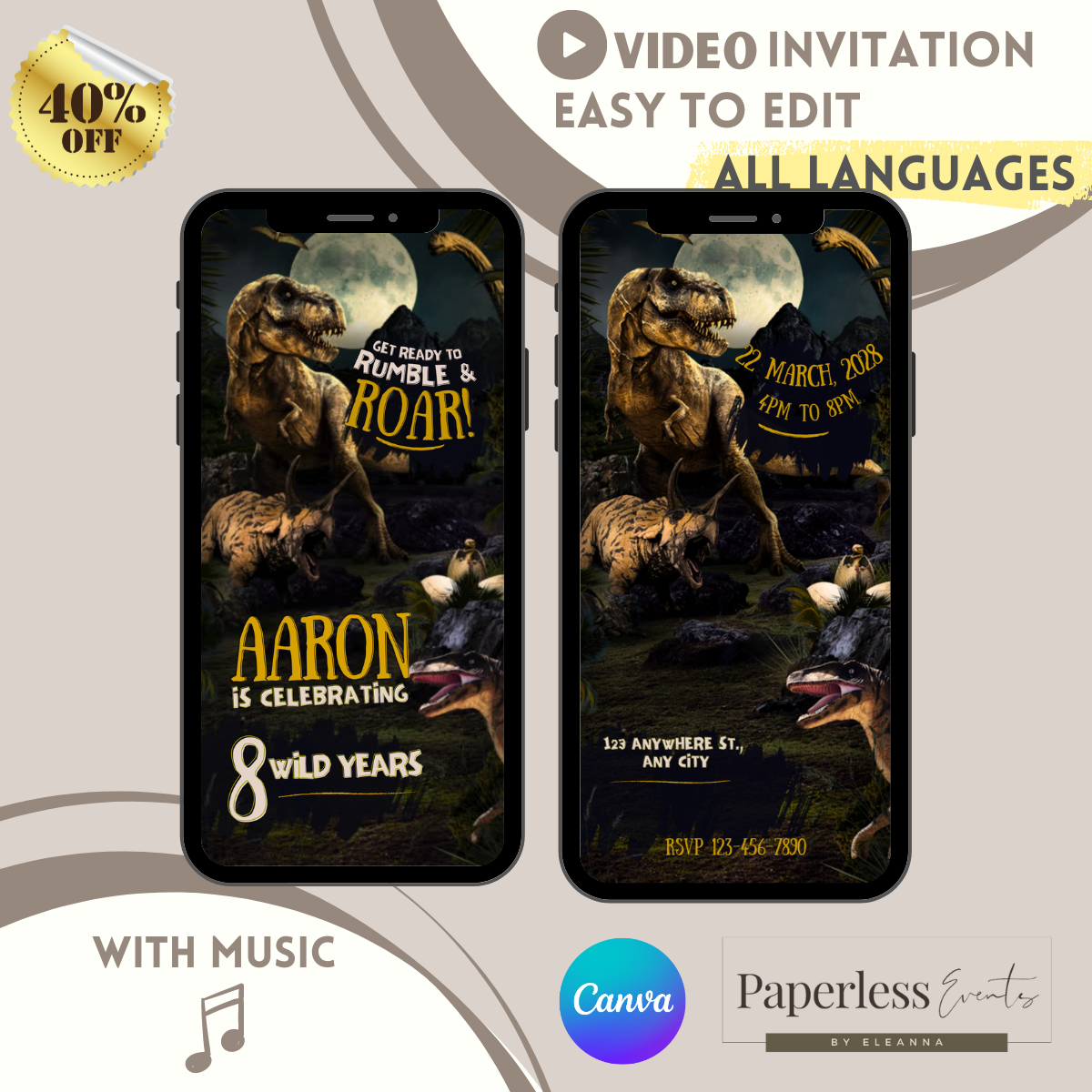 Dinosaur -Jurassic Party Video Invitation - www.paperless-events.com