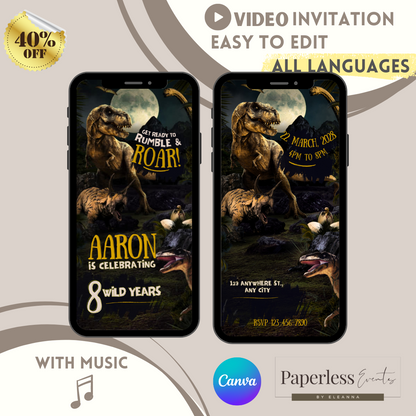 Dinosaur -Jurassic Party Video Invitation - www.paperless-events.com