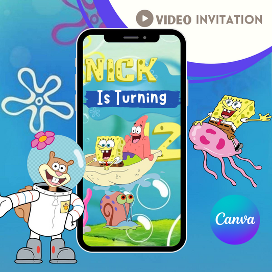 Sponge Bob Invitation, Sponge Bob Video Invitation - www.paperless-events.com